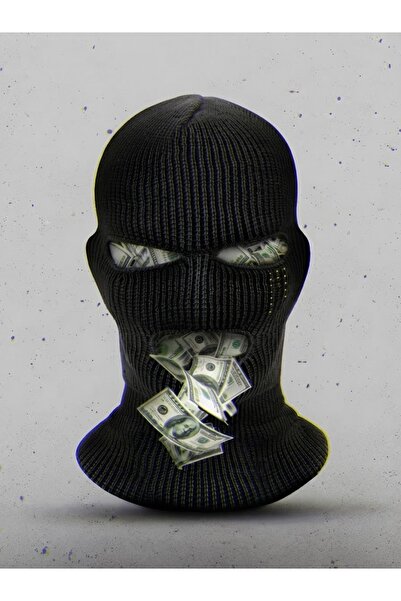 Money Balaclava / Dolar Saçan Maskeli Karakter Modern Sokak Sanatı MDF UV Baskı Tablo (60x90 cm)