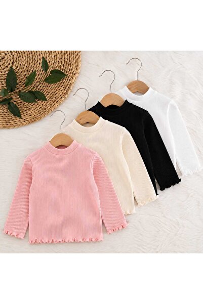 BEBEĞİME ÇORAP 4-Piece Baby Girl - Girl's Long Sleeve Ribbed Blouse