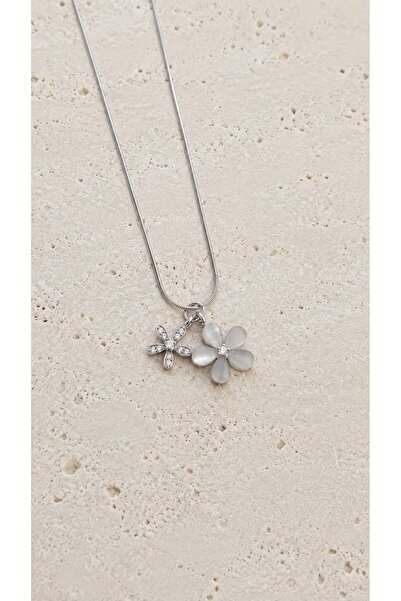 PELKAN ATELİER Double Flower Figured Charm Necklace |   Gold & Silver |   Wom...