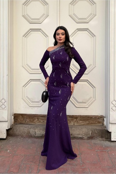 Euro Class Crepe Fabric One Shoulder Evening Dress