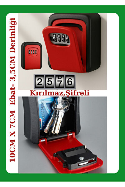 Kırmızı Şifreli Anahtar ve Eşya Saklama Güvenlik Kasası