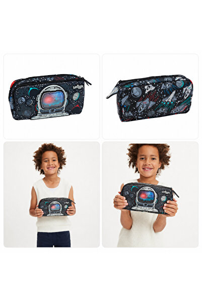 SMIGGLE Eclipse Siyah Kalemlik – Çift Fermuarlı ,Uzay Temalı