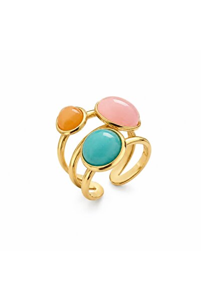 CHARMLUCKY Steel Colorful Stone Ring (Adjustable)