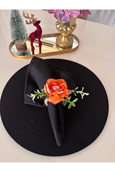 Generic Brand 5 Pcs Orange Flower Napkin Holder Napkin Ring Buckle Ring