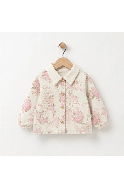 Alvadonna Oversize Floral Patterned Girl's Denim Jacket