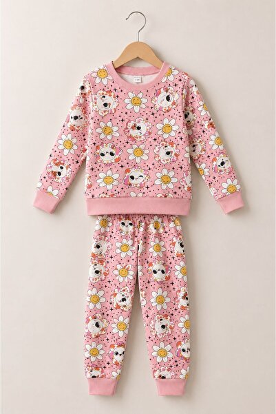 WOOLY LIFE Çocuk pijama takımı 3-12 yaş pamuklu pembe
