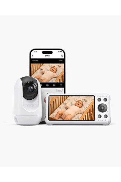 Momcozy BM04 Akıllı WiFi Bebek Kamerası ve 5 İnç Ekran – 1080P HD, Gece Görüşü, Çift Yönlü Ses