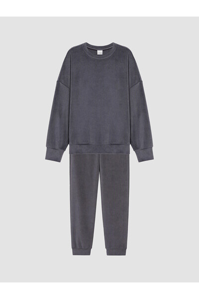 LC Waikiki Crew Neck Girls' Velvet Pajama Set