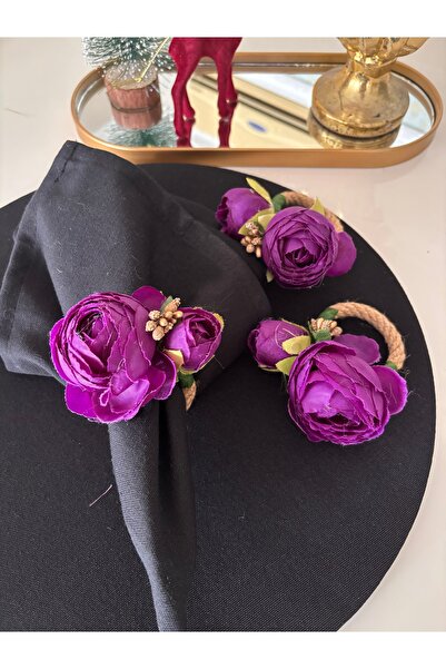 Generic Brand 3-Piece Purple Peony Napkin Holder 6 cm Tableware Presentation ...