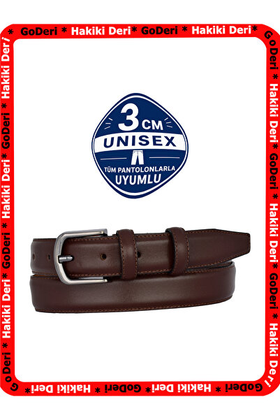 GoDeri 100% Genuine Leather, Dark Brown 3cm Men's Belt, 3cm Women's Belt, Uni...