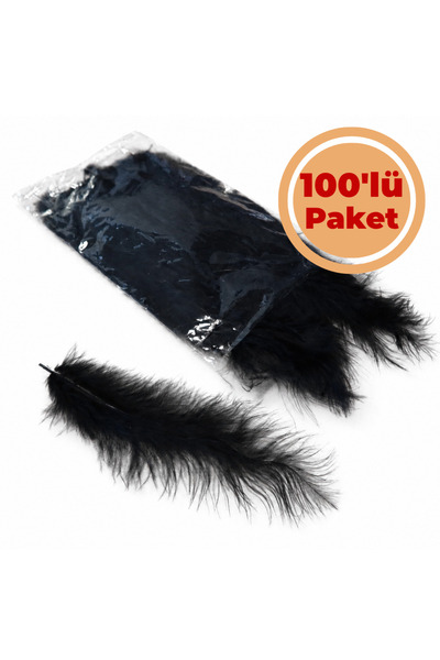 Renk İthalat Kuş Tüyü Siyah 100'lü Paket Doğal Süsleme Tek Tüy Parti Düğün Kı...