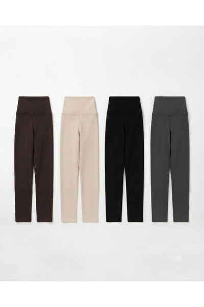 Green Hill Pack of 4 Flexible Beige Brown Smoked Black Daily Sports Leggings