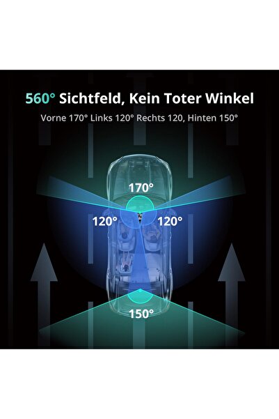 Botslab araba kamerası park izleme özellikli 4 kanal, GPS'li 360° araç kamerası, 5,8 GHz WiFi, 3,18" Ips