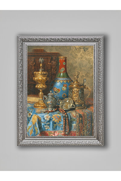 WoodyArts Vaze aurii cu ramă decorativă în stil antic, pictură murală pentru ...
