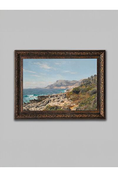 WoodyArts Dalgalı Deniz Bronz Eskitme Çerçeveli Dekoratif Salon Duvar Tablosu...