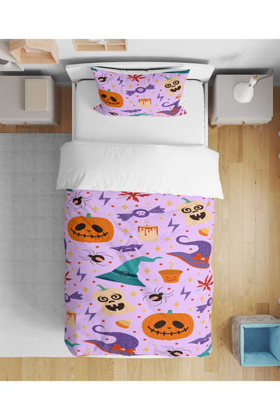 Levva Home Halloween Patterned 3D Digital Printed Single Bed Without Sheets Y...