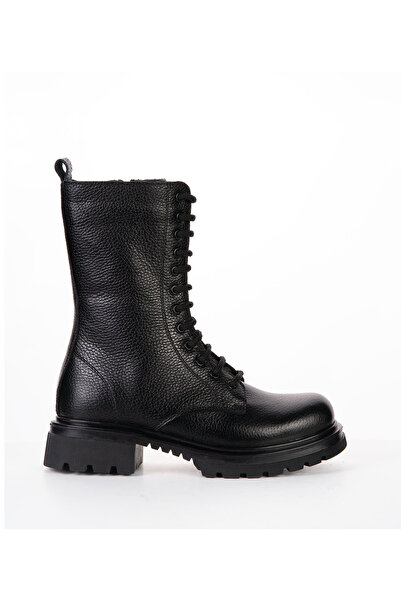 Bulls & Gulls Genuine Leather Women's Lace-Up Boots with Zipper and Thick Sole