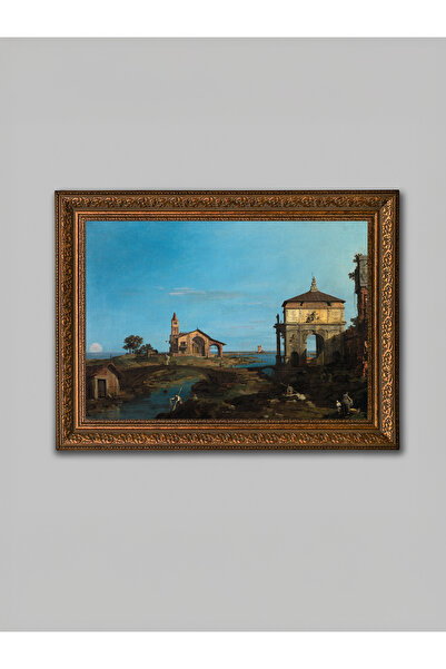 WoodyArts Adada Chapel Brown Antique Framed Decorative Living Room Wall Paint...