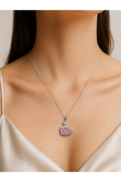 Mise Aksesuar Stone Swan Design Steel Necklace That Does Not Tarnish