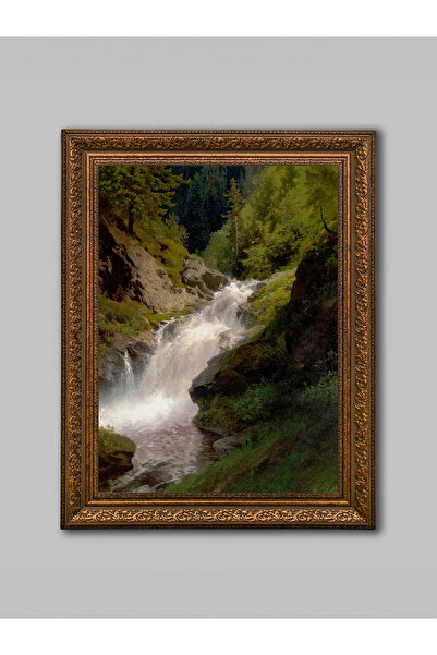 WoodyArts Vivona Waterfall Brown Antique Framed Decorative Living Room Wall P...