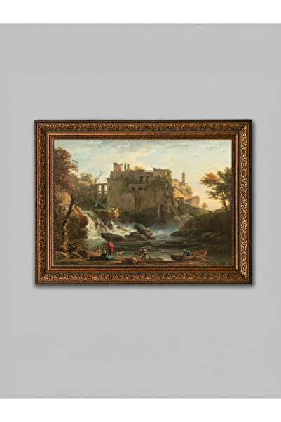 WoodyArts Tivoli Landscape Brown Antique Framed Decorative Living Room Wall P...