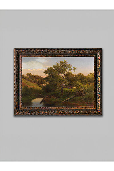 WoodyArts Akşamüstü Bronz Eskitme Çerçeveli Dekoratif Salon Duvar Tablosu Ev ...