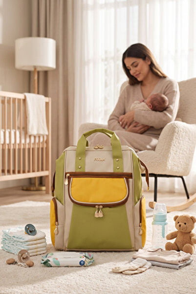 byhakan Focux Premium Fabric Mother Baby Care Bag Green