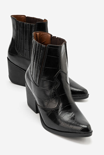 by selvi Lukka Shoes Athena Women's Black Crocodile Western Dallas Boots