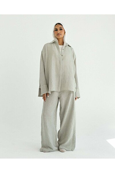 Glow Moss Mini Stripe Linen Set