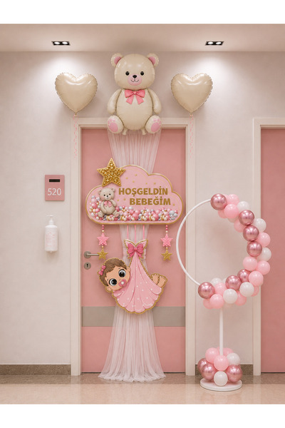 HAPPYLOOPPARTY Bun venit, fetiță, set de decorațiuni pentru ușa camerei de sp...
