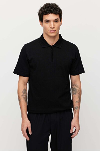 PAULMARK Men's Invisible Zipper Pack Collared Knitwear T-Shirt