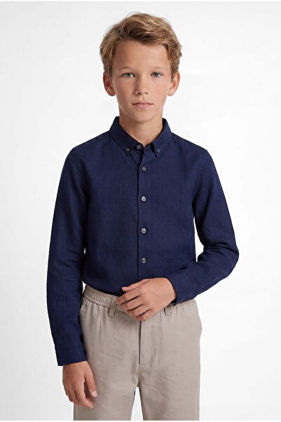 PAULMARK Boy's Linen Long Sleeve Shirt