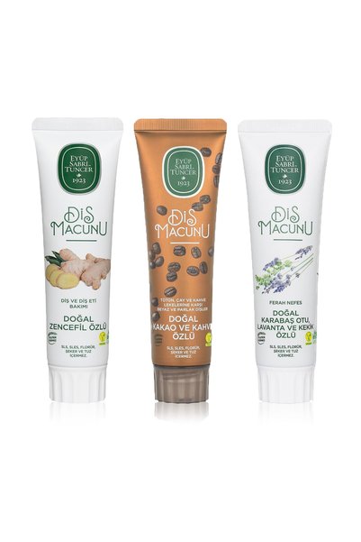 Eyüp Sabri Tuncer Diş Macunu Zencefil, Kakao ve Kahve, Karabaş Otu Lavanta ve Kekik Özlü 3 x 90 ml