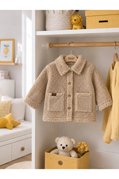 Tuğra Bebe Unisex Children's Unlined Plush Jacket with Buttoned Pockets, Soft...