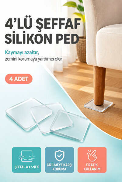 OpenCity 4'lü Şeffaf Silikon Mobilya Ayağı Koruyucu Ped Kaydırmaz Koltuk Masa...