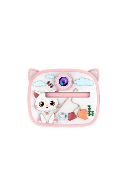 Generic Instant Print Digital Camera with Cat-Themed Design