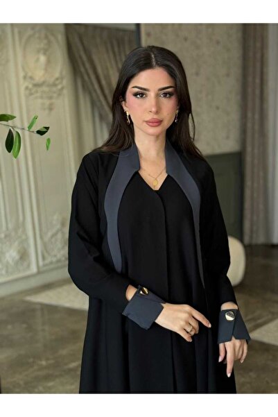 Shadan Art عبايه غنج بياقه رماديه