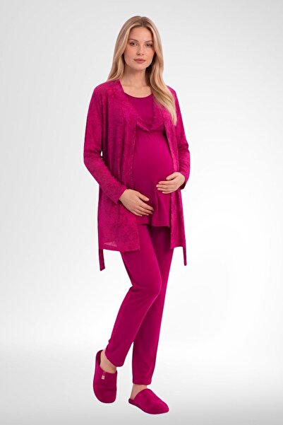 Mecit Pijama Mecit 6406 fuchsia lace robe & pajama set