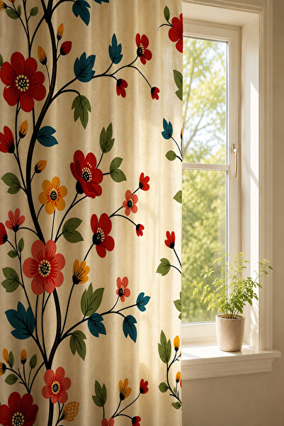 Vendini Cortina decorativă cu model floral (TEK KANATTIR)