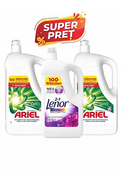 Ariel Pachet 2 x Detergent Universal Clean 5L + Detergent Lenor 2 în 1 cu bal...