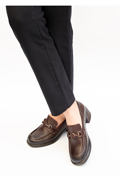 Venüs 1443 Eren Shoes&Bag Genuine Leather Buckle Detailed Thick Heeled Non-Sl...