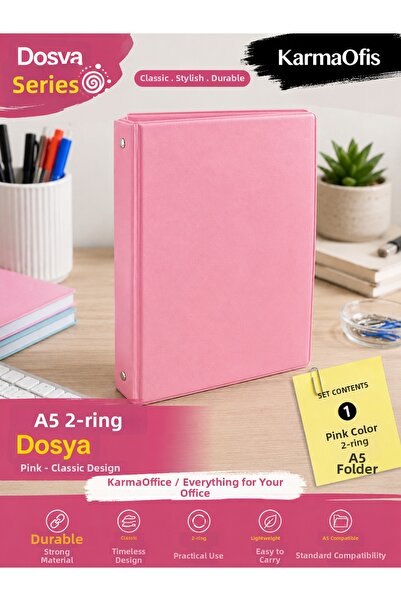 KarmaOfis A5 2-Ring File Folder |   Pink Color Optional Document Folder