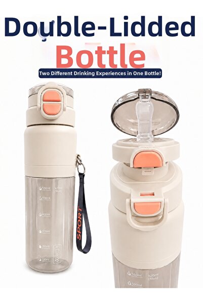 monthiron Double Lid Water Bottle 920 ml – 2 Different Drinking Options, Spor...