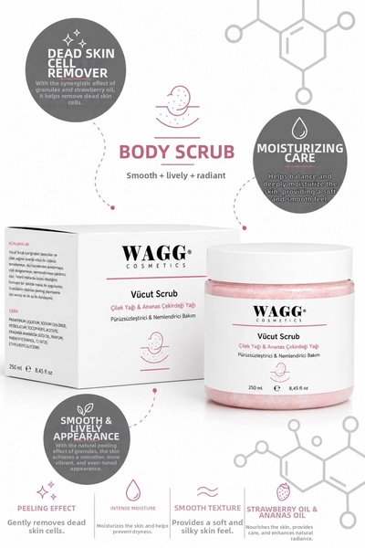 WAGG Cosmetics Body Scrub – Strawberry Oil & Pineapple Seed Oil 250 ml - Body...