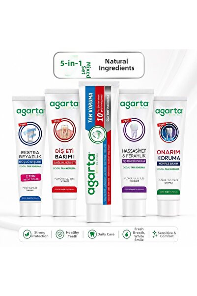Agarta Natural Full Protection Toothpaste (Mixed Set of 5)