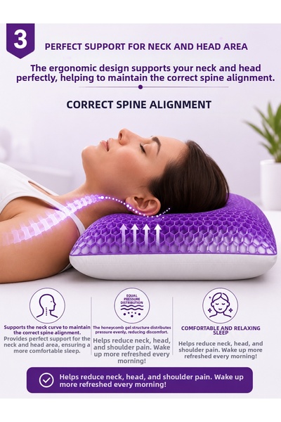 BİVA Orthopedic Honeycomb Gel Flex Pillow 40X60 cm |   Cooling Breathable Gel...