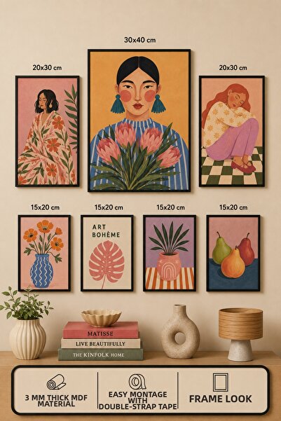 UNT 7-Piece Frame-Looking Modern Painting Set |   Retro & Pop Art |   Living ...