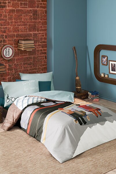 Puffy Harry Potter Hogwarts Train 100% Cotton Single Duvet Cover Set - Green