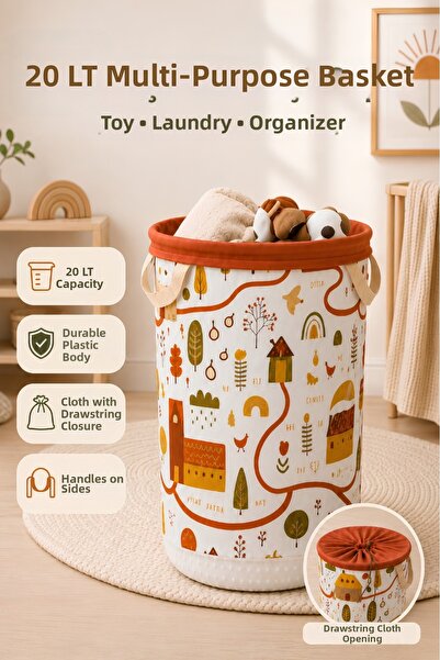Nandy Home Coș multifuncțional din plastic cu model  "Single Tale Village ", ...