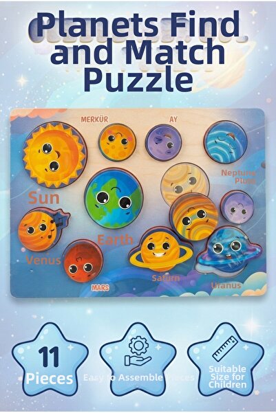 Tıfıl Toys Planets 11 Piece Find-And-Connect Space-Themed Educational and Fun...